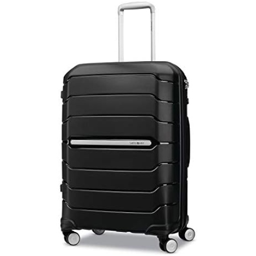 Samsonite Freeform Hardside Expandable with Double Spinner Wheels, Checked-Medium 24-Inch, Black