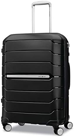 Samsonite Freeform Hardside Expandable with Double Spinner Wheels, Checked-Medium 24-Inch, Black