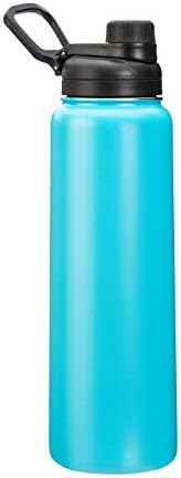 Amazon Basics Stainless Steel Insulated Water Bottle with Spout Lid – 30-Ounce, Teal