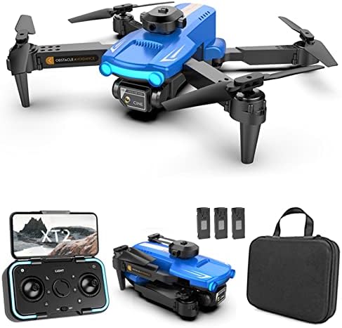 GoolRC XT2 Drone with Camera for Adults, 4K HD FPV Mini Drone for Kids with Optical Flow Positioning, RC Qudcopter with Obstacle Avoidance, 3D Flips, Altitude Hold, Headless Mode, 3 Batteries (Blue)