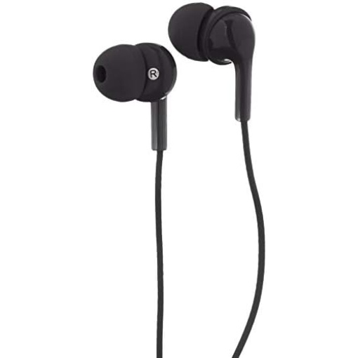 Amazon Basics In Ear Wired Headphones, Earbuds with Microphone No Wireless Technology, Black, 0.96 x 0.56 x 0.64in