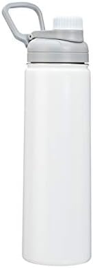 Amazon Basics Stainless Steel Insulated Water Bottle with Spout Lid – 20-Ounce, White