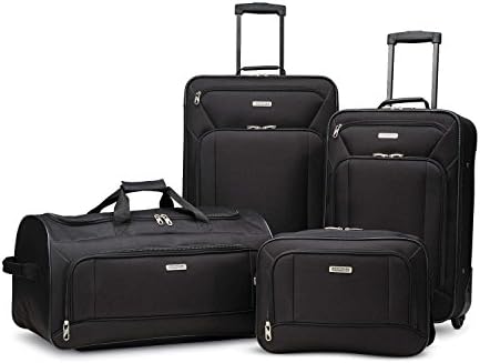 American Tourister Fieldbrook XLT Softside Upright Luggage, Black, 4-Piece Set (BB/WD/21/25 UP)