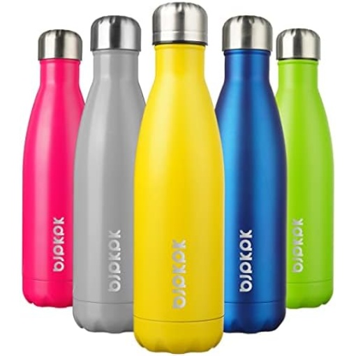 BJPKPK Insulated Sports Water Bottles -17oz/500ml -Stainless Steel, Keep cold for 24 Hours and hot for 12 Hours,BPA Free kids for School-Goldenrod