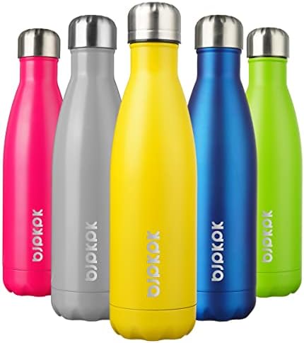 BJPKPK Insulated Sports Water Bottles -17oz/500ml -Stainless Steel, Keep cold for 24 Hours and hot for 12 Hours,BPA Free kids for School-Goldenrod