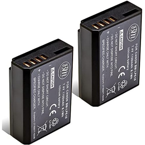 BM Premium 2-Pack of LP-E10 Batteries for Canon EOS Rebel T3, T5, T6, T7, Kiss X50, Kiss X70, EOS 1100D, EOS 1200D, EOS 1300D, EOS 2000D Digital Camera