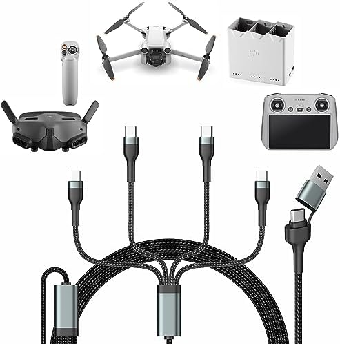 Betschkim Charger for DJI Mini 4 Pro, Mini 3 Pro, Mini 2 SE, Air 3, Air 2S Drones, 4-in-2 3A Fast Charging Cable USB C Cord for DJI Mini 4 Pro/Mini 3 Pro/Mini 3/Mini 2 SE Battery Accessories - 5FT