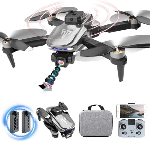 Brushless Motor Drone with Camera-4K FPV Foldable Drone with Carrying Case,2 batteries provide a total of 40 mins of battery life,120° Adjustable Lens,One Key Take Off/Land,Altitude Hold,360° Flip,Toys Gifts for Kids and Adults,Upgrade WiFi Transmission,Optical Flow,110° wide-angle lens,40min Ultra-long Battery Life,Two sets of fan blades,360-degree obstacle avoidance