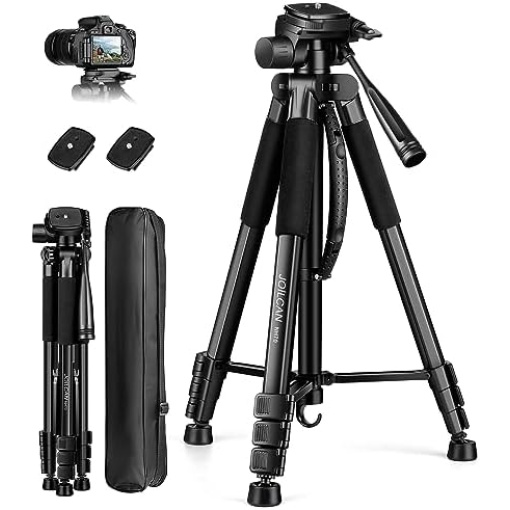 Camera Tripod, 67" Heavy Duty Tripod for Camera, Tripod Stand with Remote, Aluminum Travel Tripod for Video Recording Photo Vlog Compatible with Cameras, DSLR, Projectors, Spotting Scopes