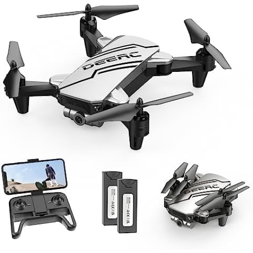 DEERC D20 Mini Drone for Kids with 720P HD FPV Camera Remote Control Toys Gifts for Boys Girls with Altitude Hold, Headless Mode, One Key Start Speed Adjustment, 3D Flips 2 Batteries, Silver