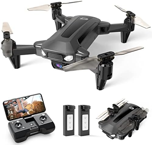 DEERC D40 Drone with Camera for Kids, D40 FPV HD 1080P Mini Aircraft for Adults Beginner, Foldable Quad Hobby RC Plane, Toys Gifts, 2 Batteries 20 Mins Flight Time, Easy to Fly,1 Piece,Black