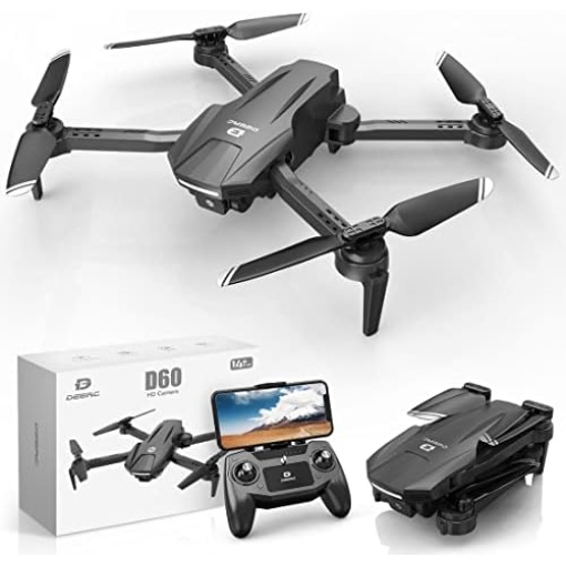 DEERC D60 Drones with Camera for Adults, Kids, FPV 1080P HD Video, Long Battery Life, Gravity Sensor, Foldable, Hobby RC Quadcopter, Suitable as Gifts for Boys, Girls, Beginner Adults, 1 Piece, Black