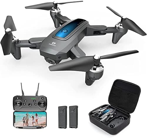 DEERC Drone with Camera 1080P HD FPV Live Video 2 Batteries and Carrying Case, RC Quadcopter Helicopter for Kids and Adults, Gravity Control, Altitude Hold, Headless Mode, Waypoints Functions