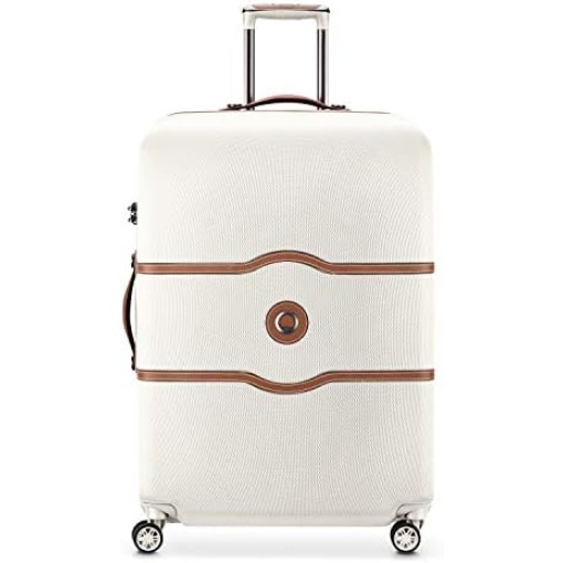 DELSEY Paris Chatelet Air Hardside Luggage, Spinner Wheels, Champagne White, Checked-Large 28 Inch