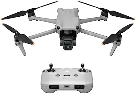 DJI Air 3 (DJI RC-N2), Drone with Medium Tele & Wide-Angle Dual Primary Cameras, 46-Min Max Flight Time, Omnidirectional Obstacle Sensing, 48MP Photos, 4K/60fps HDR, up to 20Km Video Transmission