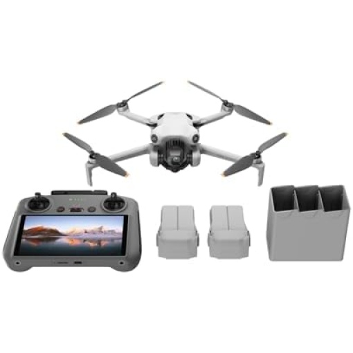 DJI Mini 4 Pro Fly More Combo Plus with DJI RC 2 (Screen Remote Controller), Folding Mini-Drone with 4K HDR Video Camera for Adults, 2 Extra Intelligent Flight Batteries Plus for 45-Min Flight Time