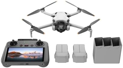 DJI Mini 4 Pro Fly More Combo Plus with DJI RC 2 (Screen Remote Controller), Folding Mini-Drone with 4K HDR Video Camera for Adults, 2 Extra Intelligent Flight Batteries Plus for 45-Min Flight Time