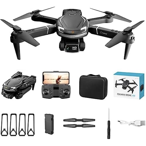 Drone With Camera For Adults, Drone With Dual 4k Hd Camera Remote Control Toys Gifts For Boys Girls With Altitude Hold Headless Mode(Black)