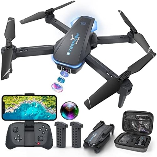 Drone with 1080P Camera for Adults and Kids, Foldable Remote Control Quadcopter with Voice Control, Gestures Selfie, Altitude Hold, One Key Start, 3D Flips, 2 Batteries, Toys Gifts for Boys Girls