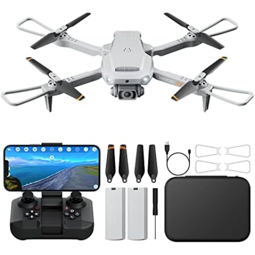 Drone with Camera for Adults 4K - ROVPRO Dual Camera S60 RC Quadcopter with APP Control - Obstacle Avoidance, Waypoint Fly, Altitude Hold, Follow Me, Roll Mode, Headless Mode, 2 Batteries (Grey)