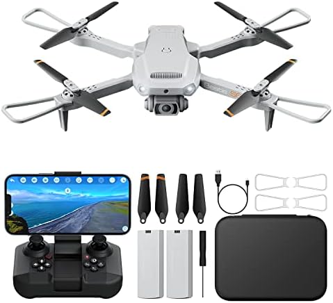 Drone with Camera for Adults 4K - ROVPRO Dual Camera S60 RC Quadcopter with APP Control - Obstacle Avoidance, Waypoint Fly, Altitude Hold, Follow Me, Roll Mode, Headless Mode, 2 Batteries (Grey)