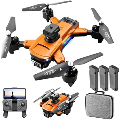 Drone with Camera for Adults 4K, S99 HD Mini RC Quadcopter Drones for Kids Toy Gifts, WIFI FPV Whoop for Boys Girls, Small Foldable Sky Quad with Live Video, Waypoint Fly, Auto Hover, Gesture and Gravity Control, Emergency Stop, Fly 45 Mins(Orange)