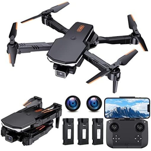 Drones with Camera for Adults and Kids 1080P HD FPV Foldable Drone with Carrying Case, 90° Adjustable Lens, One Key Take Off/Land, Altitude Hold, 360° Flip, Toys Gifts for Kids and Adults