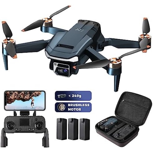 Durable Brushless Motor Drone with 84 Mins Super Long Flight Time, Drone with Camera for Beginners, CHUBORY A77 WiFi FPV Quadcopter with 2K HD Camera, Follow Me, Auto Hover, 3 Batteries, Carrying Case