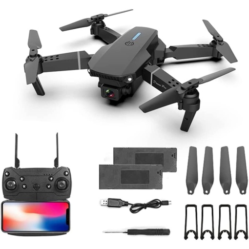 ENENSET 2023 Foldable FPV Drone with 4K Dual Camera for Adults, RC Quadcopter WiFi FPV Live Video, Altitude Hold, Headless Mode, One Key Take Off for Kids or Beginners with 2 Batteries, Carrying Case