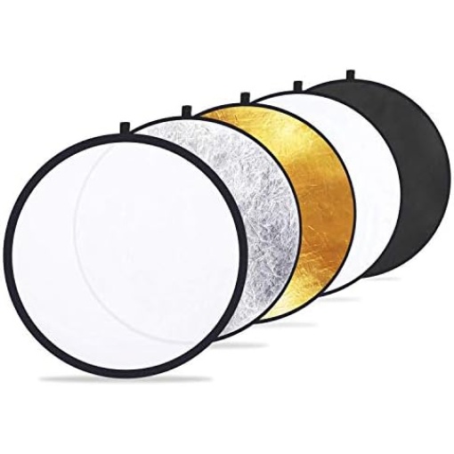 Etekcity 24" (60cm) 5-in-1 Photography Reflector Light Reflectors for Photography Multi-Disc Photo Reflector Collapsible with Bag - Translucent, Silver, Gold, White and Black