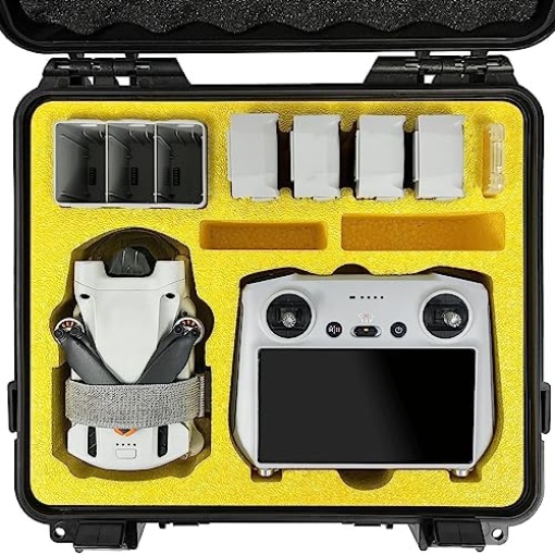 FPVtosky Hard Case for DJI Mini 3/ Mini 3 Pro, Waterproof DJI Mini 3 / Mini 3 Pro Case, Fits DJI RC Controller, Free Props Strap and MicroSD Card Case Included [Case Only]