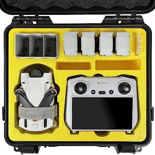 FPVtosky Hard Case for DJI Mini 3/ Mini 3 Pro, Waterproof DJI Mini 3 / Mini 3 Pro Case, Fits DJI RC Controller, Free Props Strap and MicroSD Card Case Included [Case Only]