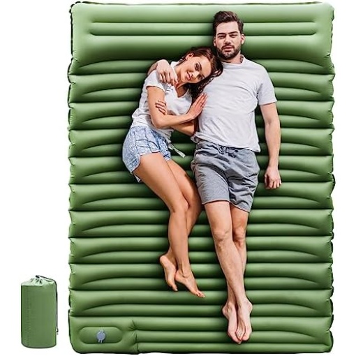 FUN PAC Double Sleeping Pad for Camping, 5" Ultra-Thick Camping Mattress with Pillow Built-in Pump, Self Inflating Camping Pad 2 Person for Backpacking, Hiking, Traveling, Tent