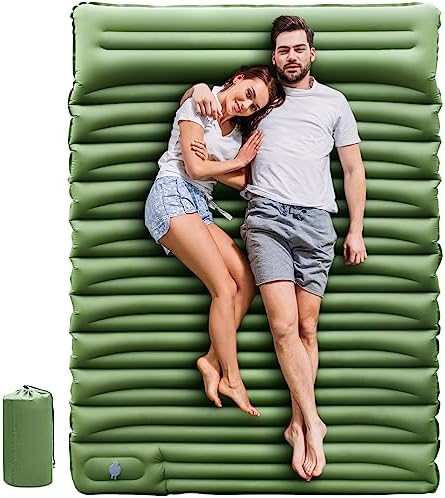FUN PAC Double Sleeping Pad for Camping, 5" Ultra-Thick Camping Mattress with Pillow Built-in Pump, Self Inflating Camping Pad 2 Person for Backpacking, Hiking, Traveling, Tent