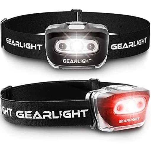 GearLight 2Pack LED Headlamp - Outdoor Camping Headlamps with Adjustable Headband - Leightweight Headlight with 7 Modes and Pivotable Head - Bright Headlamps for Adults with a Machine Washable Band