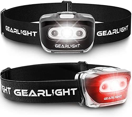 GearLight 2Pack LED Headlamp - Outdoor Camping Headlamps with Adjustable Headband - Leightweight Headlight with 7 Modes and Pivotable Head - Bright Headlamps for Adults with a Machine Washable Band