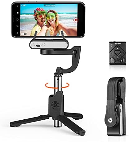 Gimbal Stabilizer for Smartphone, 2 Axis Selfie Stick Tripod with Face Tracking, 360° Rotation, 4 in 1 Portable Phone Tripod w/Extendable Stick for iPhone 14/Android Video Recording hohem iSteady Q