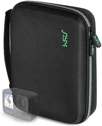 HSU Protective Carrying Case Compatible with Go Pro Hero 12, 11, 10, 9, 8, 7, 6, 5, 4, 3 and Accessories, Light and Medium Security Bag, Compact and Safe Action Camera Travel Storage