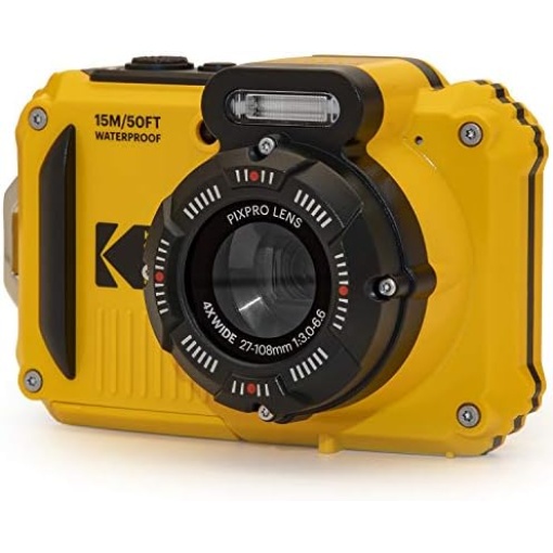 KODAK PIXPRO WPZ2 Rugged Waterproof Shockproof Dustproof WiFi Digital Camera 16MP 4X Optical Zoom 1080P Full HD Video Vlogging Camera 2.7" LCD (Yellow)