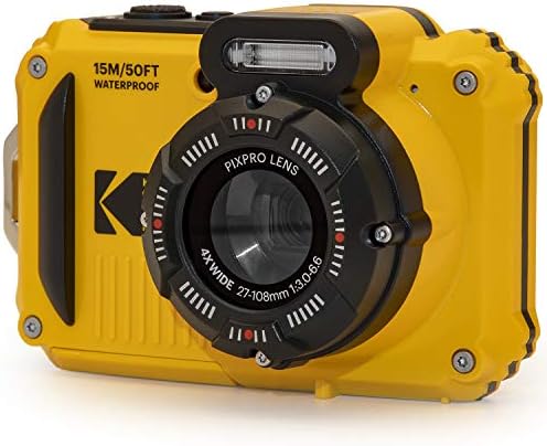 KODAK PIXPRO WPZ2 Rugged Waterproof Shockproof Dustproof WiFi Digital Camera 16MP 4X Optical Zoom 1080P Full HD Video Vlogging Camera 2.7" LCD (Yellow)