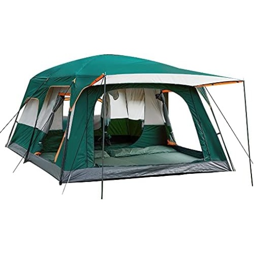 KTT Extra Large Tent 12 Person(Style-B),Family Cabin Tents,2 Rooms,Straight Wall,3 Doors and 3 Windows with Mesh,Waterproof,Double Layer,Big Tent for Outdoor,Picnic,Camping,Family Gathering