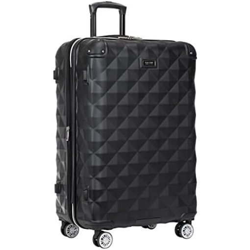 Kenneth Cole Reaction Diamond Tower Luggage Lightweight Hardside Expandable 8-Wheel Spinner Travel Suitcase, Black, 28-Inch Checked