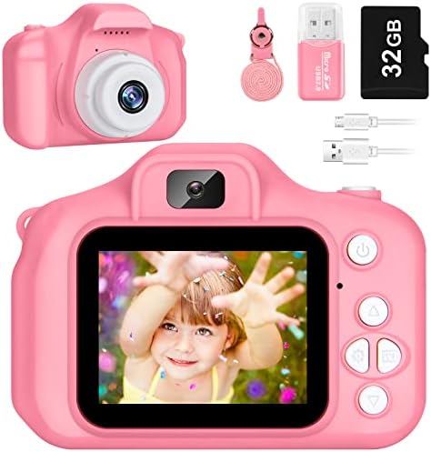 Kids Camera for Boys and Girls, SINEAU Digital Camera for Kids Toy Gift, Toddler Camera Birthday Gift for Age 3 4 5 6 7 8 9 10 with 32GB SD Card, Video Recorder 1080P IPS 2 Inch