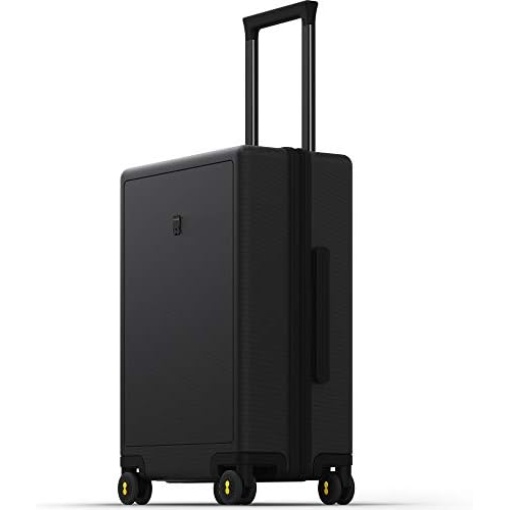 LEVEL8 Hard Shell Carry on Luggage Airline Approved, Carry on Suitcases with Wheels, Lightweight PC Luminous Textured Travel Luggage, TSA Approved, 20 Inch Small Carry-On, Black