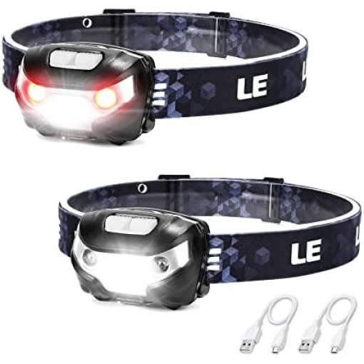 Lighting EVER LED Rechargeable Headlamp, L3200 High Lumen Bright Head Lamp with 5 Modes and White Red Light, Waterproof Forehead Flashlight for Outdoor Camping, Hiking, Hunting, Running, Survival