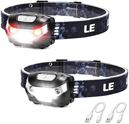 Lighting EVER LED Rechargeable Headlamp, L3200 High Lumen Bright Head Lamp with 5 Modes and White Red Light, Waterproof Forehead Flashlight for Outdoor Camping, Hiking, Hunting, Running, Survival