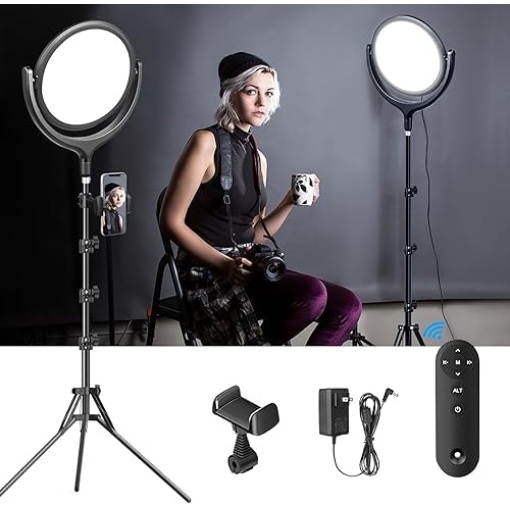 Lighting for Video Recording, Ring Light Tripod 10" LED Video Light with Phone Holder and Remote, 2800 Lumens Fill Light Backlight with Soft Light for Streaming/Zoom/Photography/Makeup/YouTube,TikTok