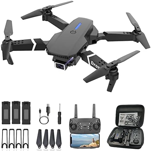 MOCVOO Drone with Dual Camera for Adults Beginners Kids, Foldable RC Quadcopter, Toys Drone Gifts, 1080P FPV Video, 3 Batteries, Carrying Case, One Key Start, Headless Mode, Waypoints fly, 360° Flips