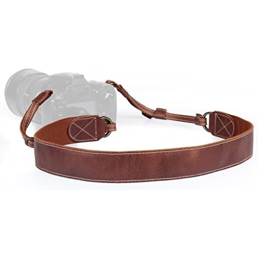 MegaGear MG1515 Sierra Series Genuine Leather Camera Shoulder or Neck Strap - Brown Compact