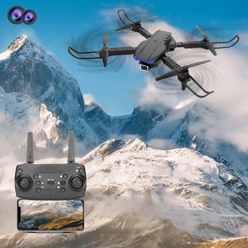 Mini Drone with 4K Dual HD Camera, FPV Foldable Drone with Carrying Case, One Key Take Off/Land, Circle Fly, Waypoint Fly, Altitude Hold, Headless Mode, Toys Gifts for Kids and Adults (Black)